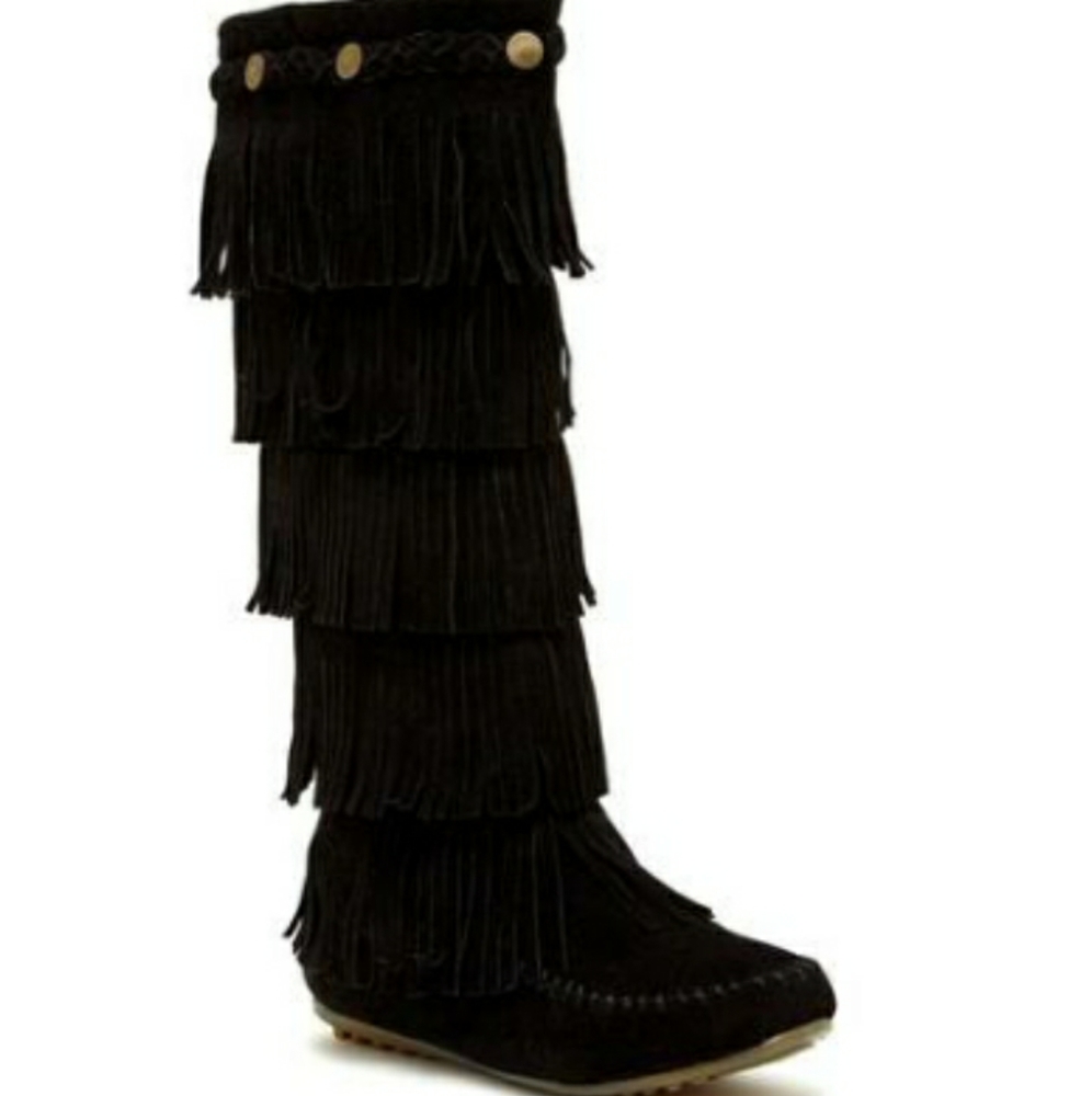 Shoes of Soul black fringe boots
